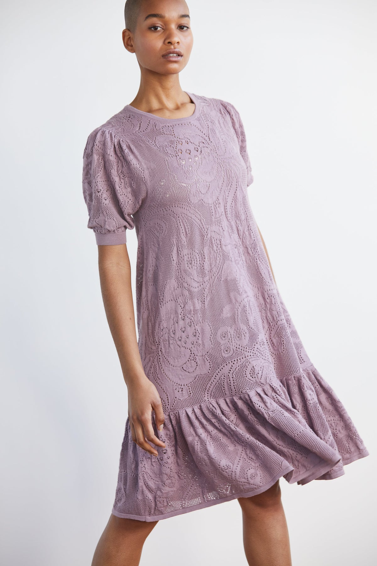 Adult Lace Puff Dress - Antique Mauve