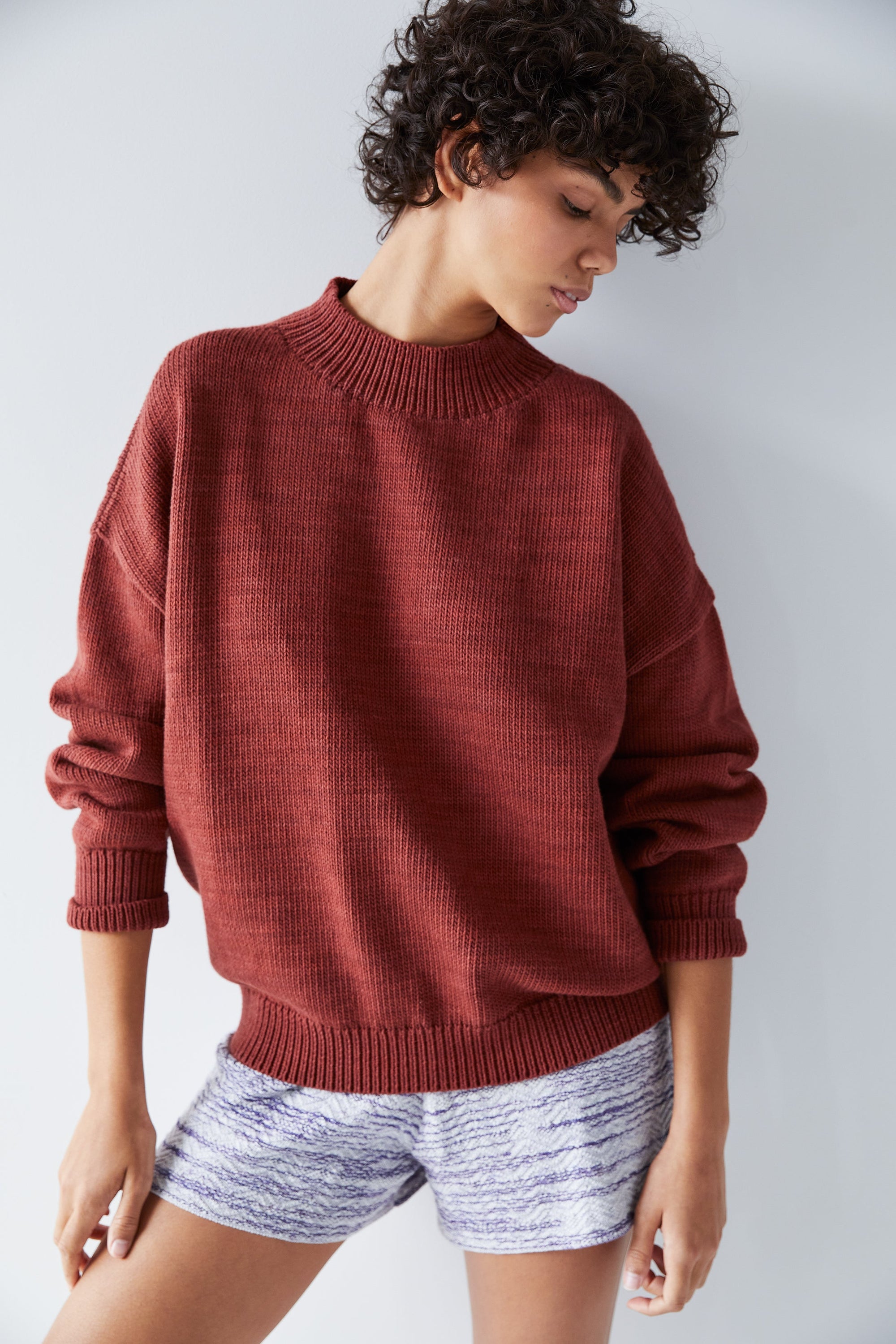 Adult Mock Neck Sweater - Cocoa Bean