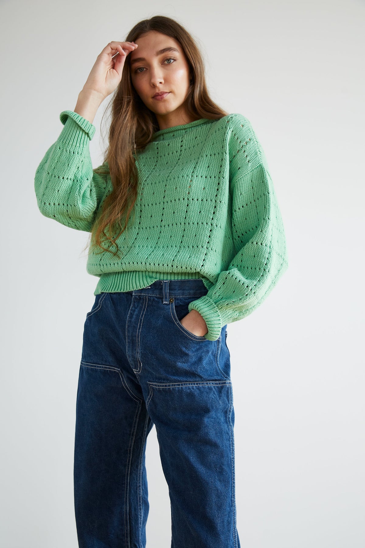 Adult Windowpane Sweater - Peapod