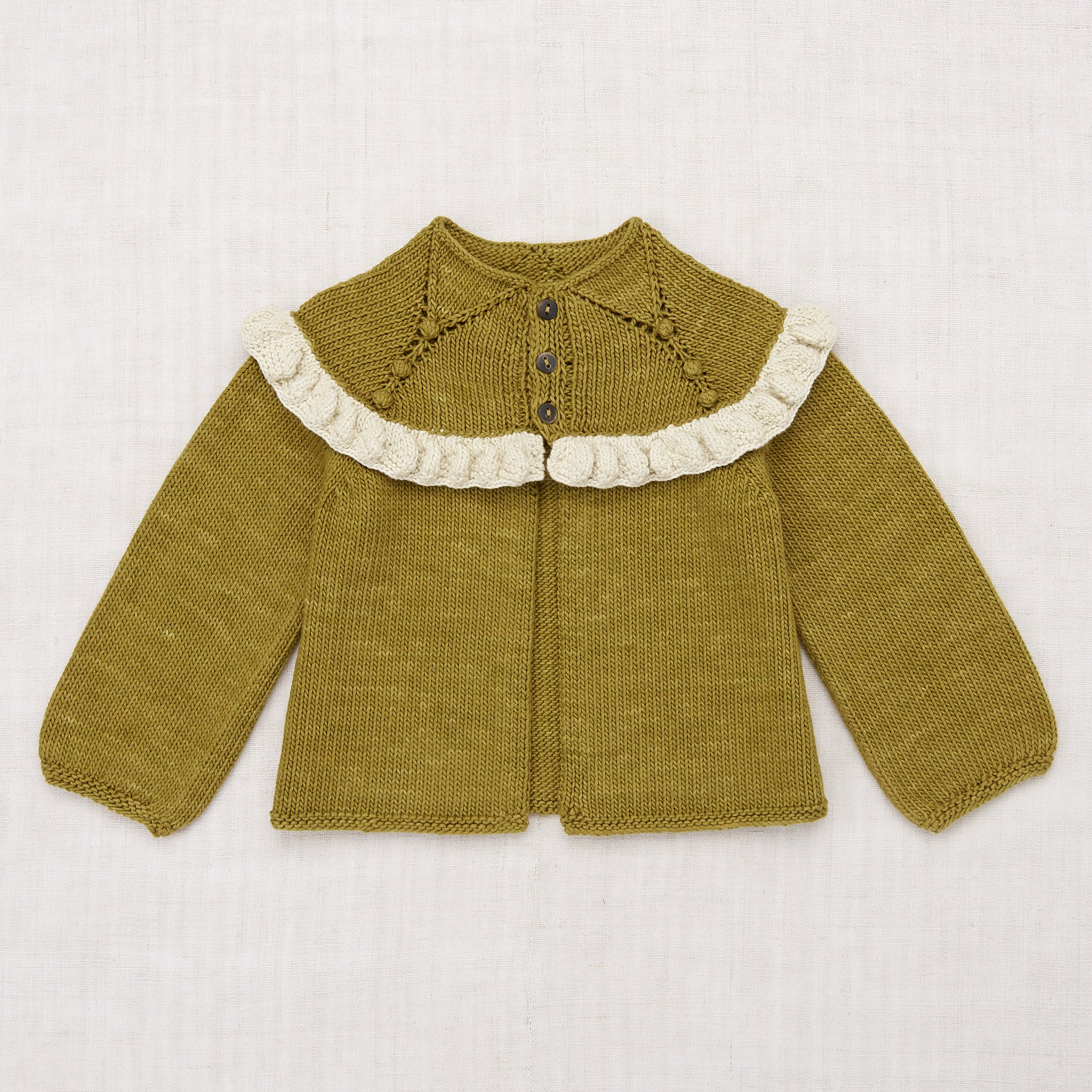 Misha&Puff Ruffle Cardigan, Tarragon 3Y-