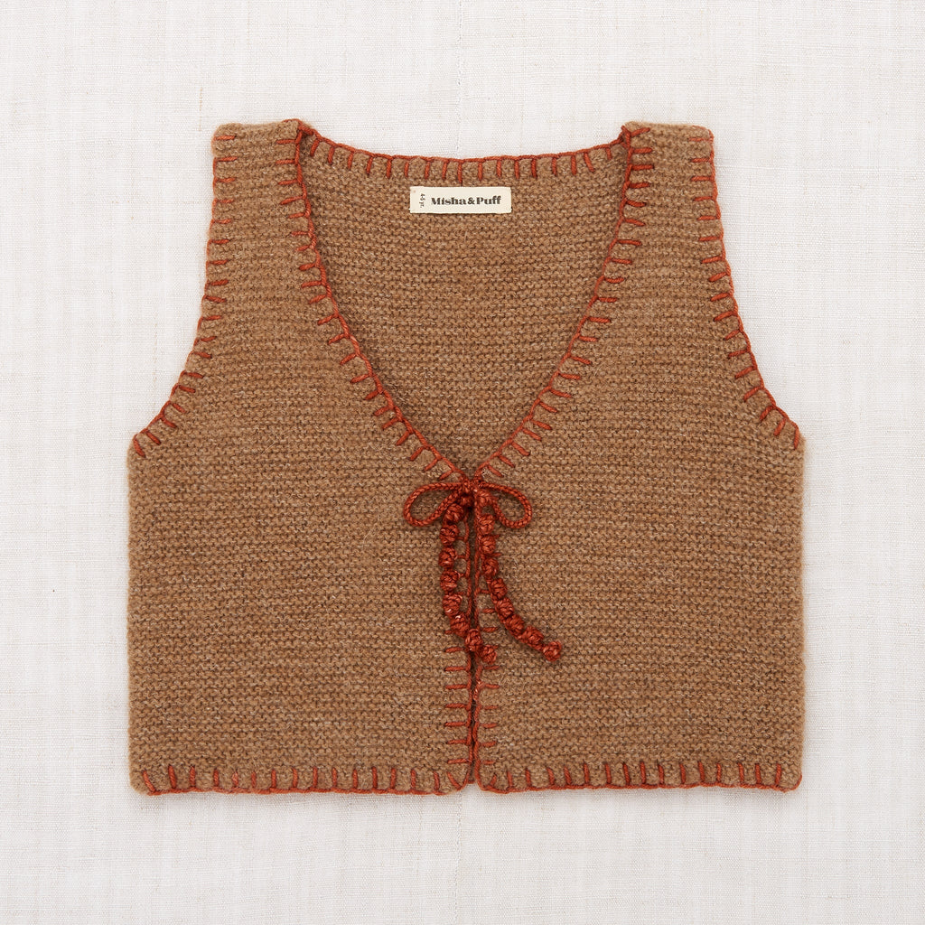 Natural Alpaca Garter Vest - Misha & Puff